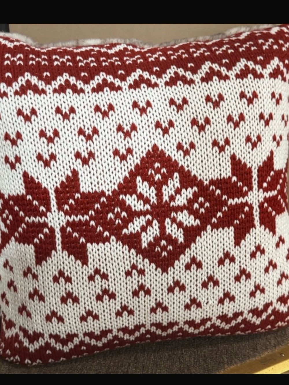 UGG Red and White Nordic Snowflake Knit Pillow